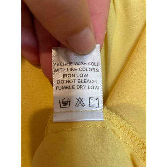 Sugarmint Womens Large Yellow Button Up Blouse V-Neck Long Sleeve Career Wear - Picture 7 of 8